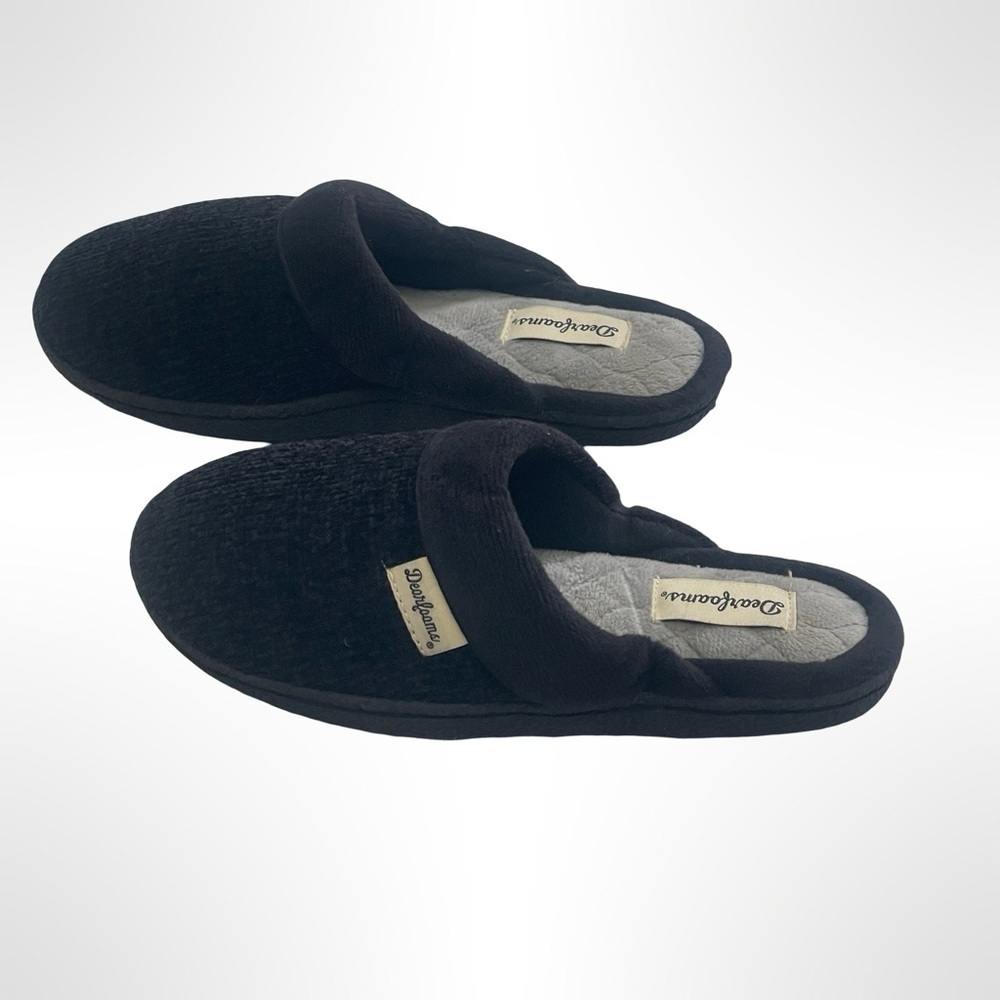Black Dearfoams Comfy Slippers size 5.5 - Picture 2 of 5